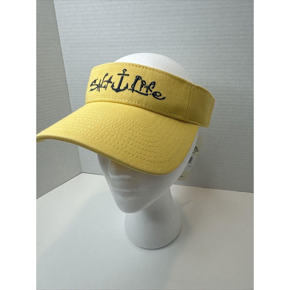 Salt Life Visor Women OS Yellow Embroidered Anchor Logo Cotton Adjustable Hat